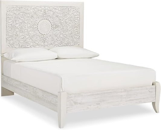 Signature Design by Ashley Paxberry Traditional Adjustable Full Panel Bed, Foundation or Box Spring Needed, White