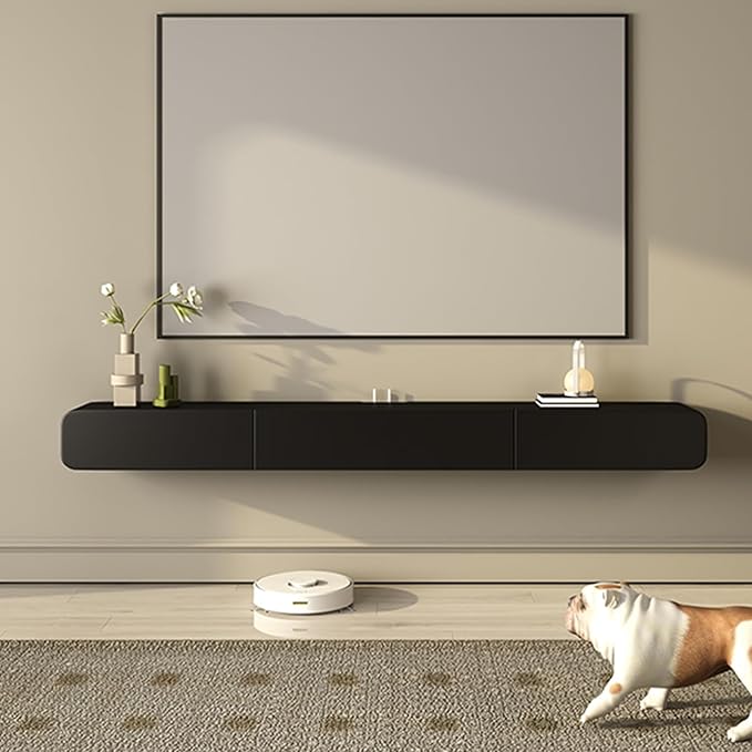 FPIGSHS Wall Mounted Media Console with 2 Drawers，Solid Wood 63in Floating TV Stand，Hanging TV Shelf Entertainment Center TV Cabinet, for Home Office (Color : A, Size : 160cm)…