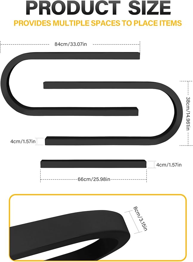 EBANKU 6PCS U Shape Nail Polish Racks Heavy Duty Nail Shelfs for Wall Nail Polish Display Rack Cosmetic Display Cases Nail Polish Organizer Wall Shelf for Home Spa Nail Salon(Black)