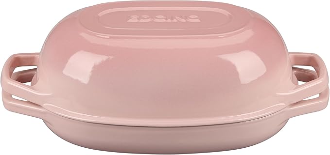 Enameled Cast Iron Dutch Oven Pot with Lid, Oval Dutch Oven for Bread Baking, Bread Oven for Homemade Sourdough Bread Baking, 5qt, Pink
