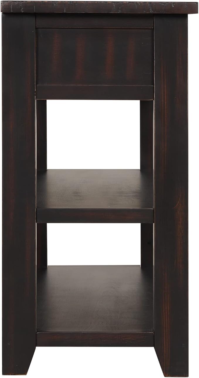 Knocbel Farmhouse Entryway Long Console Table with 3 Storage Drawers and Bottom Open Shelves, Entry Hallway Foyer Sofa Table with Handles, Distressed Black, 29.9" H x 48.8" W x 15.8" D (Black)