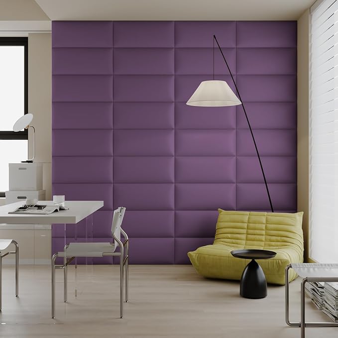 Extra Wide Light Purple Faux Leather Headboard Wall Mount Set - 12-Piece Peel & Stick Bed Backboard Panels (24x12 Inch), Queen/King Size Bed Frame Compatible