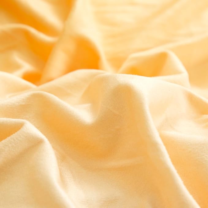 CLOTHKNOW Dark Orange Fluffy Full Comforter Set 3Pcs Velvet Bedding Comforter Sets Yellow Beige Comforters Soft Caramel Comforter with 2 x Pillowcases