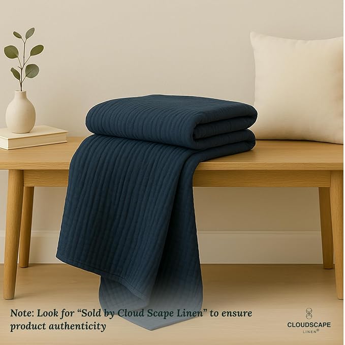 Extra Large 4 Layer Muslin Throw Blanket, 100% Cotton Blanket for Couch, Bed,Sofa, Home Decor,Pre-Washed Gauze, Best Summer Blanket, 50x70, Ensign Blue