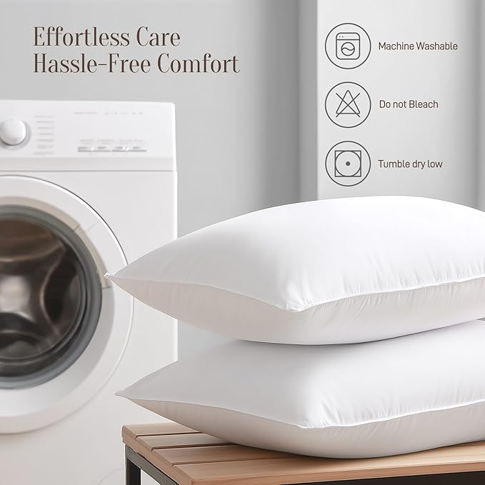 Hypoallergenic Bamboo Viscose Shell, Soft King Size Bed Pillow with Down Alternative Filling, Oeko-Tex Certified, Luxury Hotel Quality for Back, Stomach and Side Sleepers