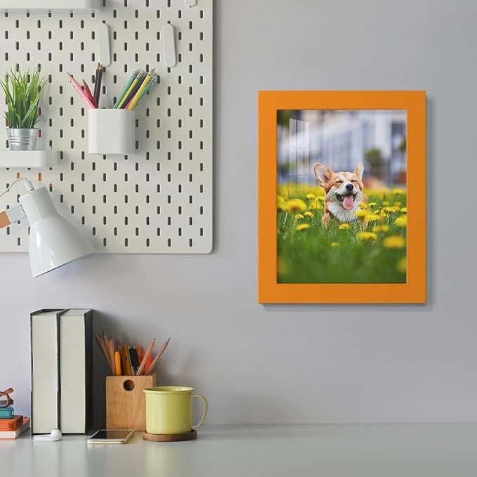 Renditions Gallery 6x8 inch Picture Frame High-end Modern Style, Made of Solid Wood and High Definition Glass Ready for Wall and Tabletop Photo Display, Orange Frame