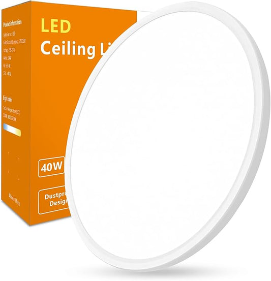 Led Flush Mount Ceiling Light,20 Inch 40w 4350lm,3000k/4000k/6000k 3CCT Selectable, Round Modern Flat Panel Super Slim Led Ceiling Light,for Living Dining Kitchen Bedroom Room (1Pack-White)
