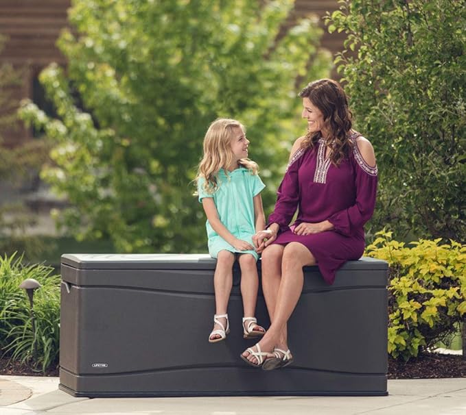 LIFETIME 60298 Heavy Duty Outdoor Storage Deck Box, 130 Gallon, Gray