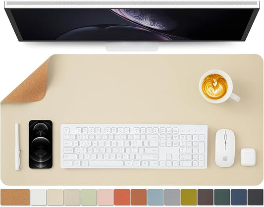 Cork Desk Mat - Dual-Sided Desk Pad for Office and Home - Desk Organization and Accessories - Ideal for Large Mouse Pad and Desk Mats on Top of Desks(Beige,31.5"x 15.7")
