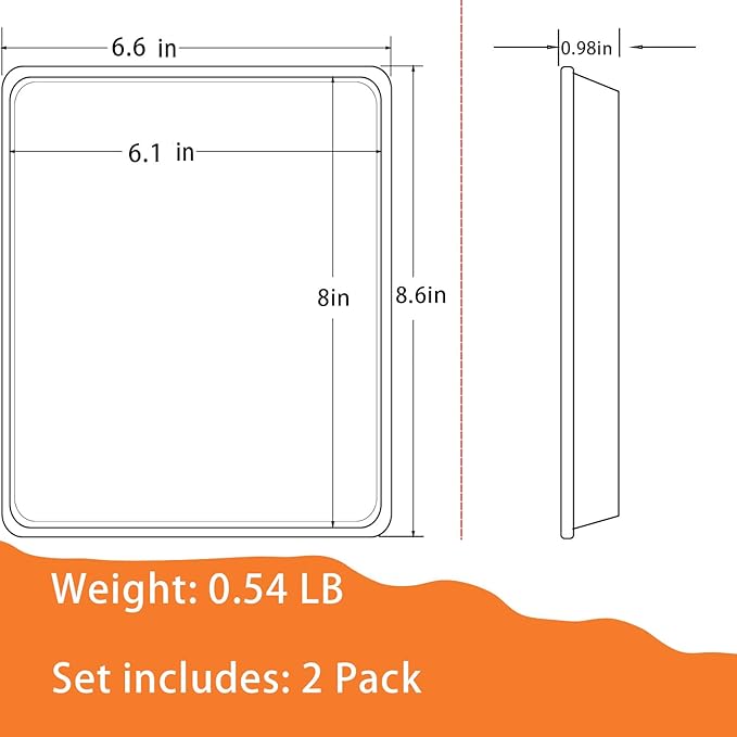 Baking Sheet Pans,2 Pack Nonstick Baking Pans Cookie Sheet Brownie Pan,Bread & Cake Pan, Toaster Oven Tray Bakeware, Small Nonstick Baking Tray, Heavy-Duty Bread Loaf Pan (8.6 X 6.6 X 0.98 Inches)