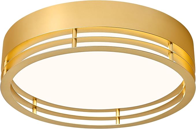 Dimmable Gold Flush Mount Ceiling Light, Modern Round LED Ceiling Lights Fixture, Kitchen Flushmount Light for Bedroom Hallway Kitchen 2700 K-6000 K 5CCT
