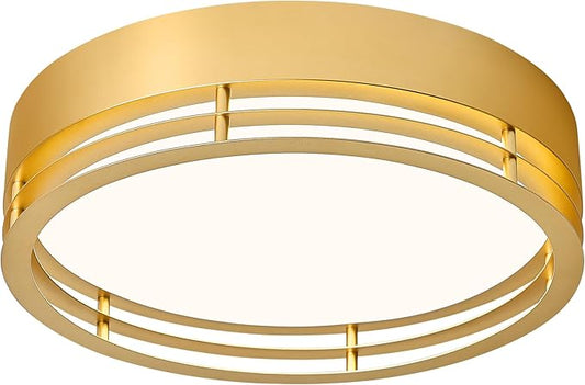 Dimmable Gold Flush Mount Ceiling Light, Modern Round LED Ceiling Lights Fixture, Kitchen Flushmount Light for Bedroom Hallway Kitchen 2700 K-6000 K 5CCT