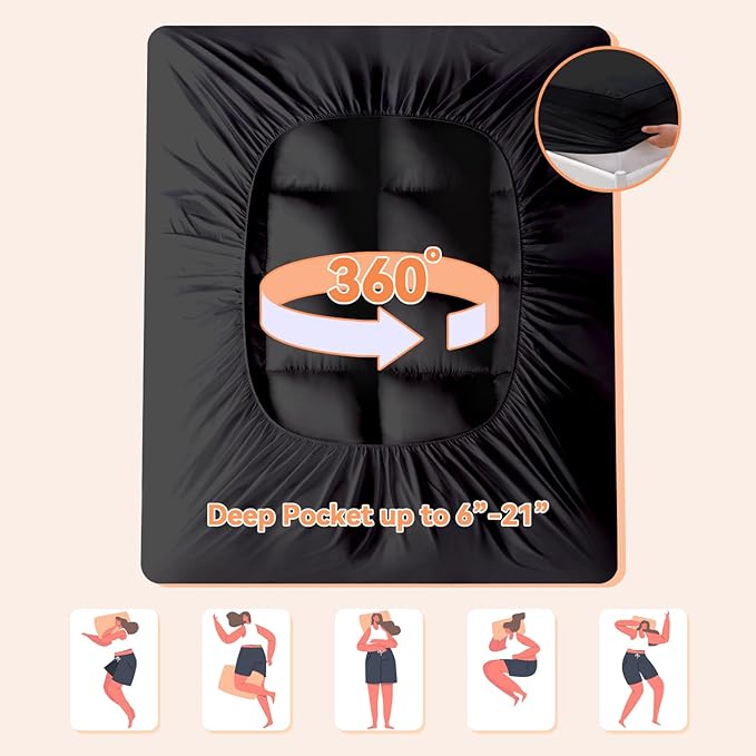 Twin Mattress Topper for Back Pain Relief, Extra Thick Pillow Top Plush Mattress Pad with Deep Pocket, Soft Pillowtop Twin Size Bed Toppers Filled Fluffy Down Alternative, Black