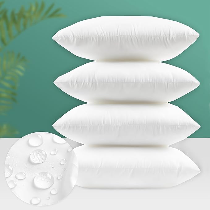 Codi Outdoor Pillow Inserts 16x16 Set of 4, Throw Pillows Waterproof for Patio Furniture