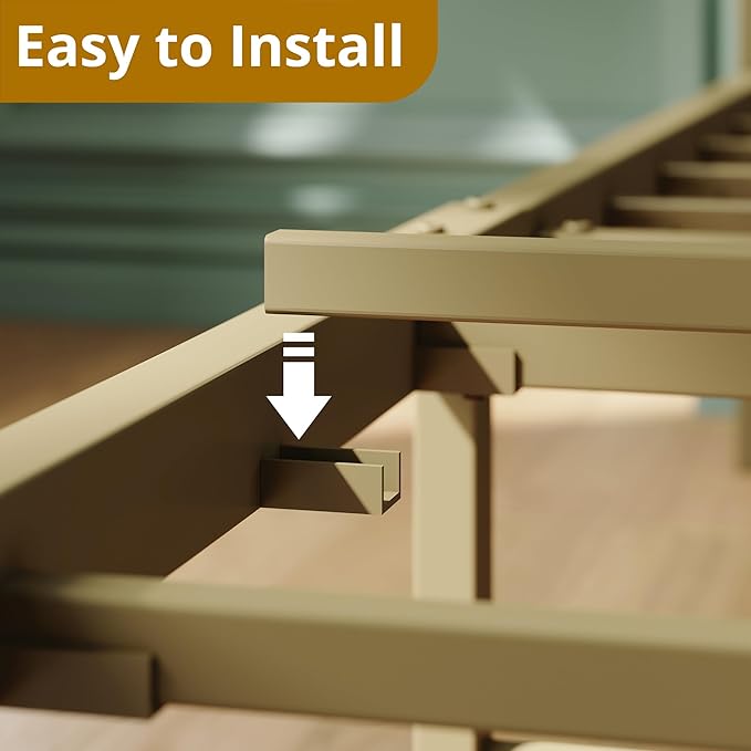 LIKIMIO California King Bed Frame, Storage Headboard with Charging Station, Solid and Stable, Noise Free, No Box Spring Needed, Easy Assembly (Dark Green)