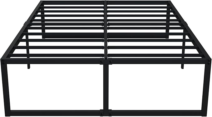 EMODA 18 Inch California King Bed Frames Heavy Duty Metal Cal King Platform with Steel Slats Support, No Box Spring Needed, Noise Free, Black