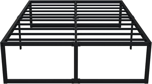 EMODA 18 Inch California King Bed Frames Heavy Duty Metal Cal King Platform with Steel Slats Support, No Box Spring Needed, Noise Free, Black
