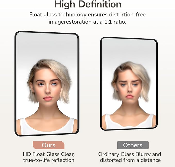 USHOWER 2-Pack Black Bathroom Mirrors 24 x 36 Inch, Metal Frame Rectangle Mirror, Modern Farmhouse Vanity Mirror, Wall Mounted