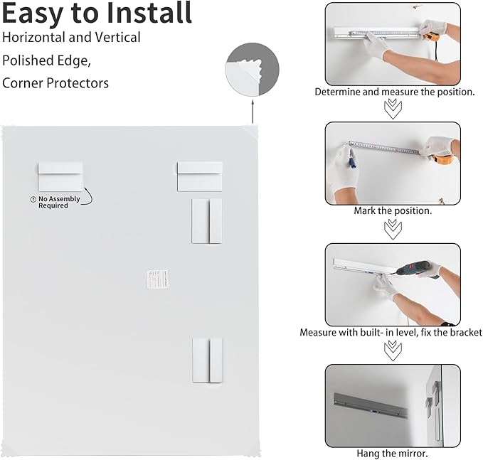 Mirrorons Large Vanity Mirror 60" x 28", Bathroom Vanity Mirror with Frameless Polished Edge, Hangs Horizontally or Vertically. Upgraded Shatterproof Bathroom Mirrors for Wall.