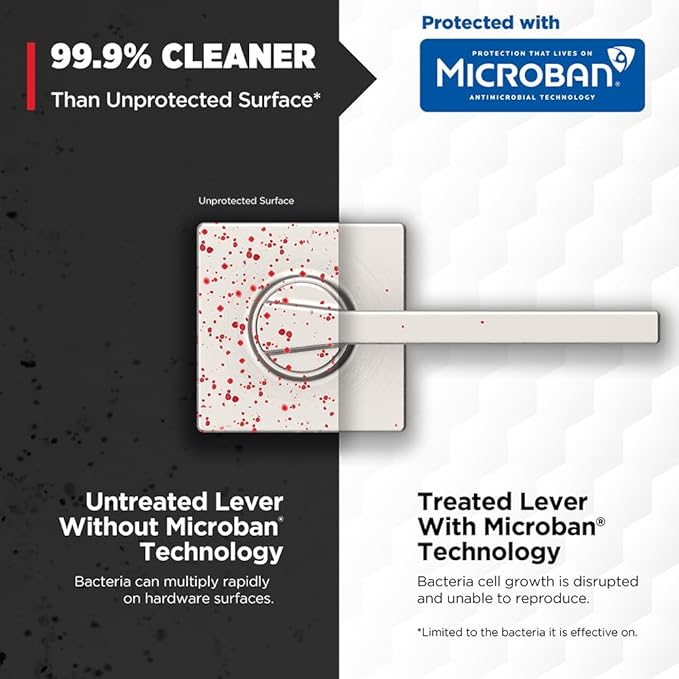 Kwikset Casey Hallway Passage and Bed/Bath Privacy Door Handle 6 Pack, 3 Passage Levers and 3 Privacy Levers, Satin Nickel Reversible Interior Handles with Microban Protection