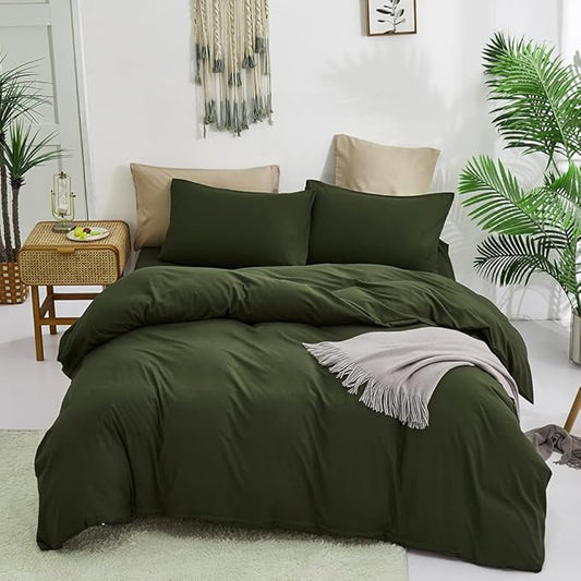 CLOTHKNOW Army Green California King Comforter Set Dark Green Bedding Comforter Sets All Season Soft Hunter Comforter with 2 x Pillow Cases