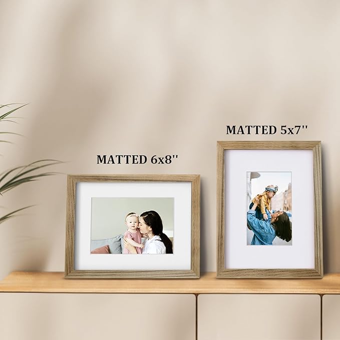 Egofine 9x12 Picture Frame Made of Solid Wood Covered by Plexiglass, Wood Frame for Pictures 5x7/6x8 with Mat or 9x12 without Mat, Tabletop and Wall Mounting Display, Carbonized Brown