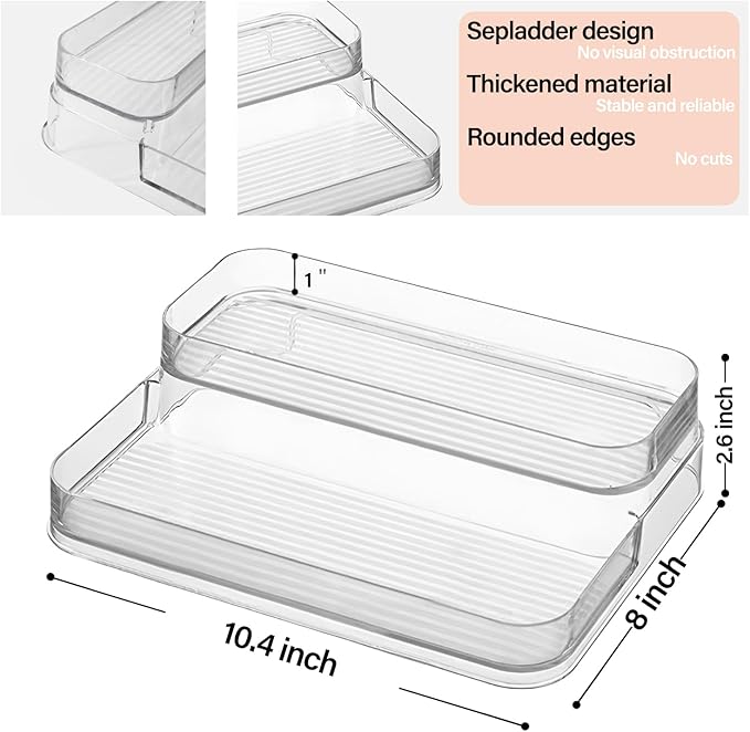 2 Tier 4 rows Nail Polish Organizer Acrylic Display Stand for Nail Polish Holder 2 pack, Nail Art Supplies Storage Rack for Essential Oils, Makeup Brushes, Jewelry, Clear Acrylic Display Case
