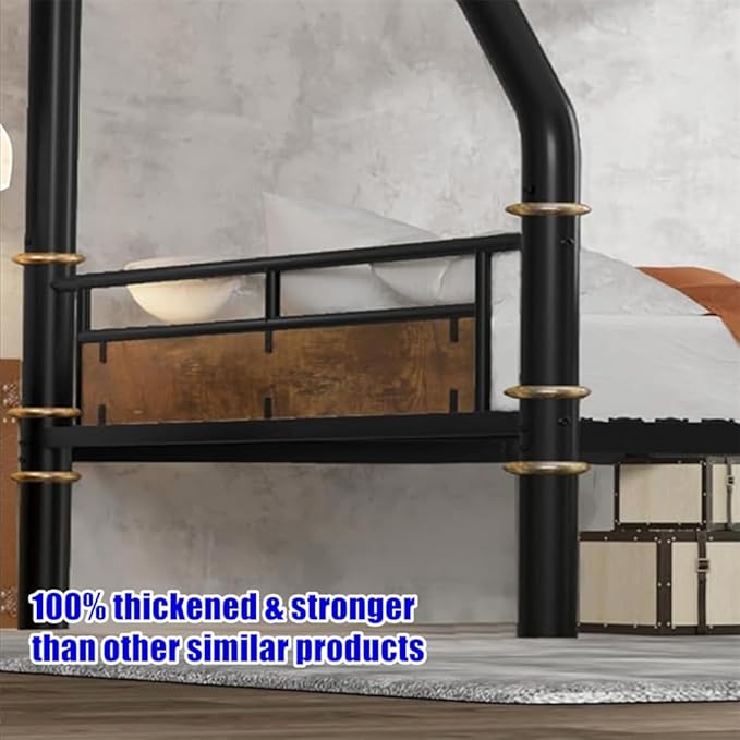 ULUCAN Reinforced Version & Stronger Convertible Steel Full XL Over Queen Size Bunk Bed Frame, Heavy Duty Thickened Safer More Stable Metal Bunkbeds (Full XL Over Queen)