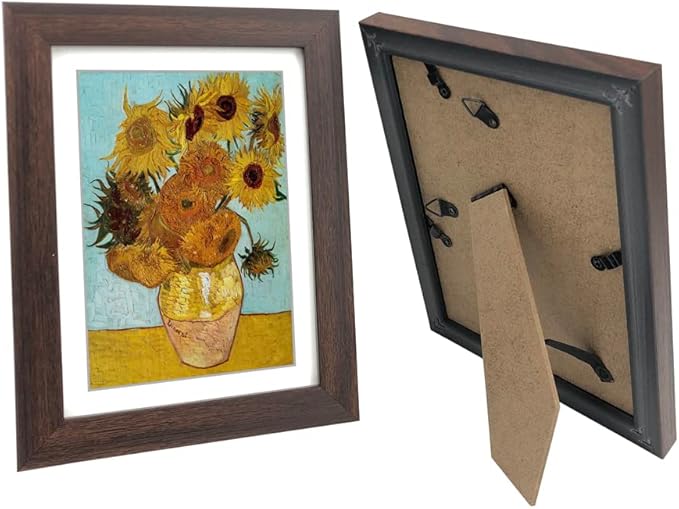 11x14 Picture Frame Set of 6 for Pictures 8x10 with Mat or 11x14 Without Mat, Wall or Tabletop Gallery Photo Frames Walnut