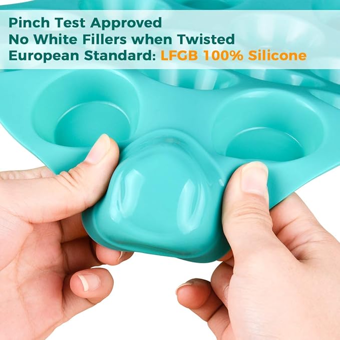 CAKETIME Mini Muffin Pan - 24 Mini Cupcake Pans, Silicone Molds, Food Grade, Pinch Test Approved, Pack of 2