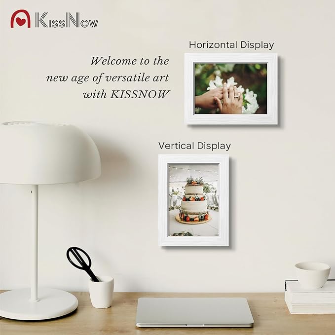 5x7 Picture Frame 4 Pack, White Solid Wood Gallery Photo Frame, Wall Hanging or Tabletop Display