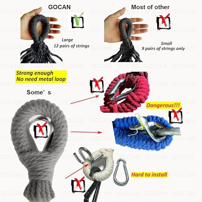 Double Hammock 2 Person Extra Large 220x150cm Total Length 330cm Load 500lb Canvas Cotton Hammock for Patio Porch Garden Backyard Lounging Outdoor and Indoor with Removable Spreader bar