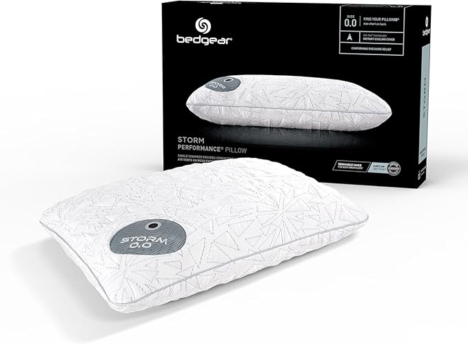 Bedgear Storm Performance Pillow – 0.0 - Cooling Bed Pillow for Hot Sleepers - Medium Firmness Pillow for All Sleep Positions, Washable & Removable Cover - 20" W x 26" L x 4.75" H