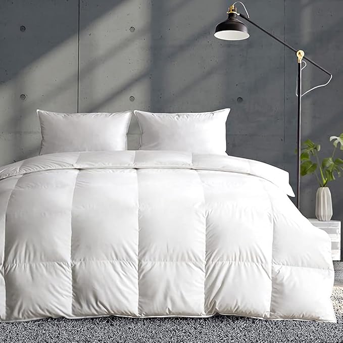 APSMILE Lightweight Down Feather Fibers Comforter Twin Size, Fluffy Duvet Insert for Warm Weather/Hot Sleepers -Ultra Soft 100% Organic Cotton Cover, Cooling Summer Duvet(Ivory White, 68x90)
