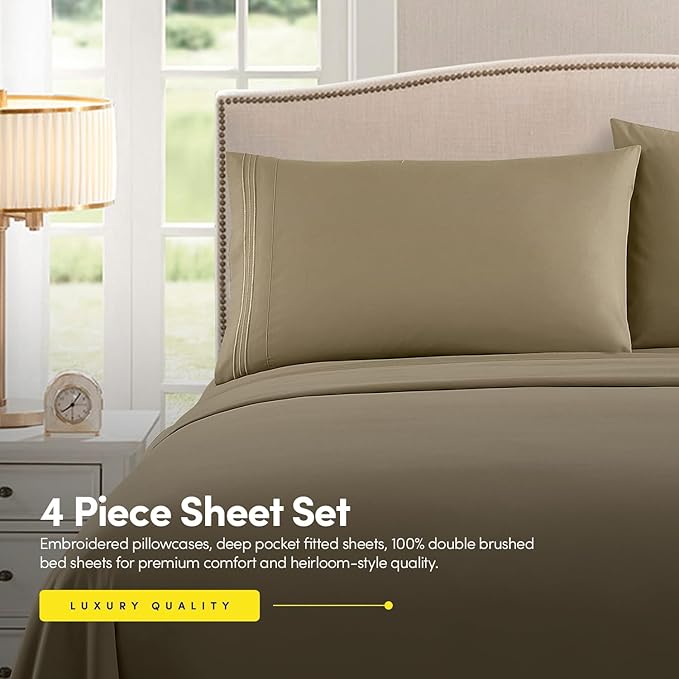 1500 Supreme Collection California King Sheet Sets Sage Green - Luxury Hotel Bed Sheets and Pillowcase Set for California King Mattress - Extra Soft, Elastic Corner Straps, Deep Pocket Sheets Sage