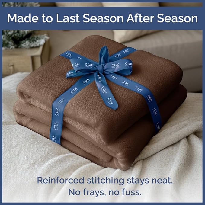 Ultra Soft Fleece Blanket Twin Size - Flannel Fleece Luxury Twin Blanket - Lightweight for Couch Bed Chair - Thick, Warm and Breathable - All Season Cozy Fuzzy, Anti-Static Microplush Bedding, Brown