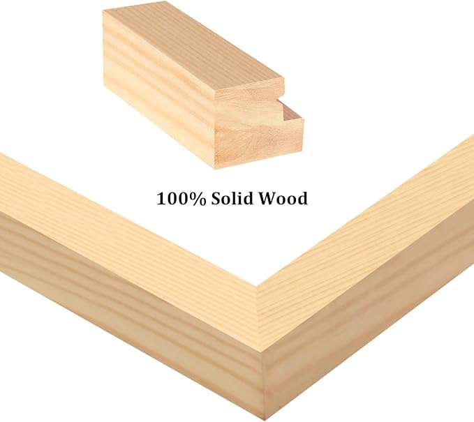 Egofine 18x24 Solid Wood Picture Frame, Made of Solid Wood Covered by Plexiglass 16x20 with Mat 18x24 without Mat, Poster Frame for Wall Mounting Photo Frame Vertically or Horizontally, Natural Wood