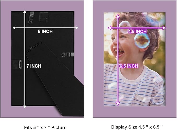 Renditions Gallery 5x7 inch Picture Frame High-end Modern Style, Made of Solid Wood and High Definition Glass Ready for Wall and Tabletop Photo Display, Violet Frame