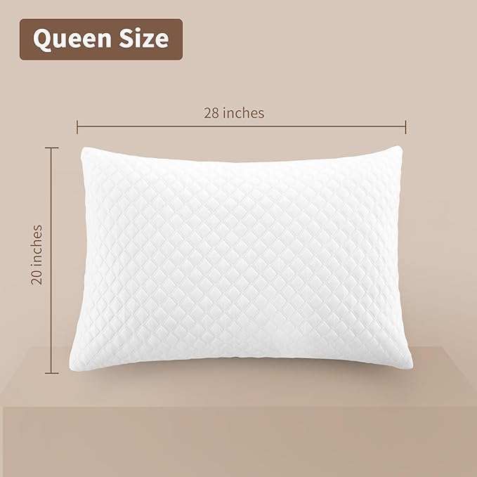 DAYLUCK Cooling Bed Pillows for Sleeping 1 Pack Standard/Queen Size, Firm and Soft Adjustable Shredded Memory Foam Pillows for Side Back Stomach Sleepers, Neck Pain Relief