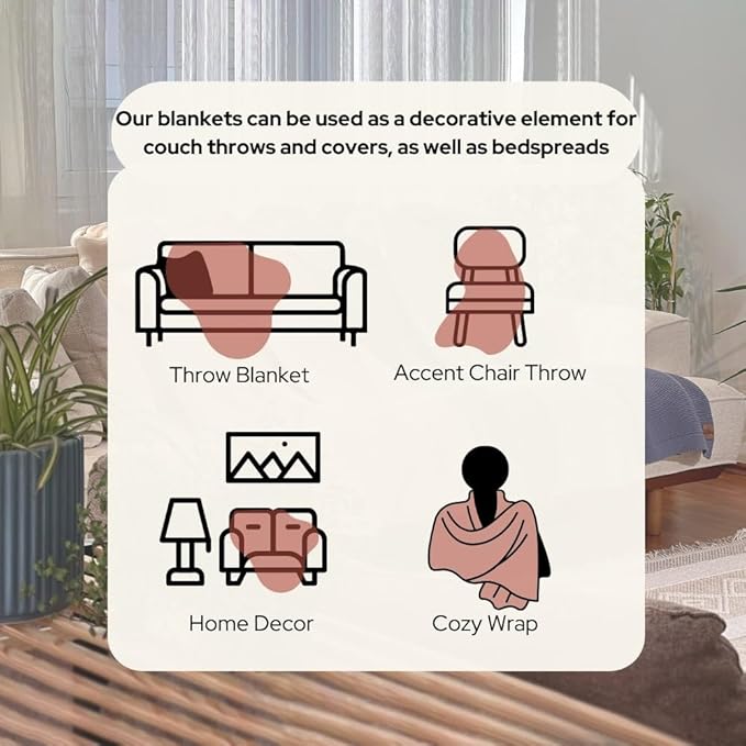 Dalisa 100% Organic Turkish Cotton Throw Blanket - GOTS Certified, Cozy - Perfect for Couch, Bed, and Home Decor - Boho Vintage Knit Alina (Amberglow, 50x60)