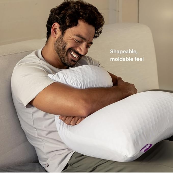 Purple Freeform Pillow - Standard Size, Customizable Support with GelFlex Grid & MicroFlex Moon Foam - Pressure Relief, Cooling, Extra Filling & Adjustable Height