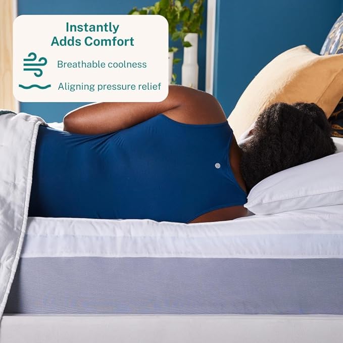 Sleep Innovations Dual Layer 4 Inch Memory Foam Mattress Topper, King Size, Medium Support, 2 Inch Cooling Gel Memory Foam Plus 2 Inch Pillow Top Cover