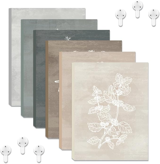 BINCUE Neutral Botanical Plant Canvas 6 Pieces Rustic Farmhouse Wall Art for Living Room Bedroom and Bathroom,Canvas Paintings Print Set Decor 12"x 16"