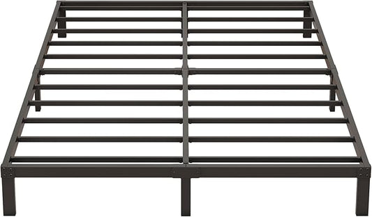 9 Inch Low Queen Bed Frame Heavy Duty Metal Platform, No Box Spring Needed, Easy Assembly Mattress Foundation, No Noise, Black