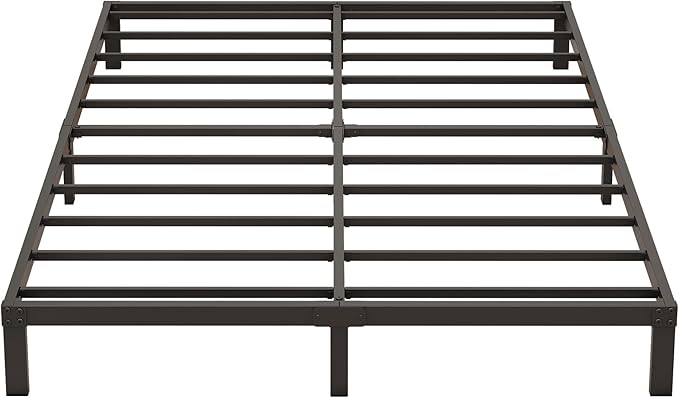 9 Inch Low Full Size Bed Frame Heavy Duty Metal Platform, No Box Spring Needed, Easy Assembly Mattress Foundation, No Noise, Black
