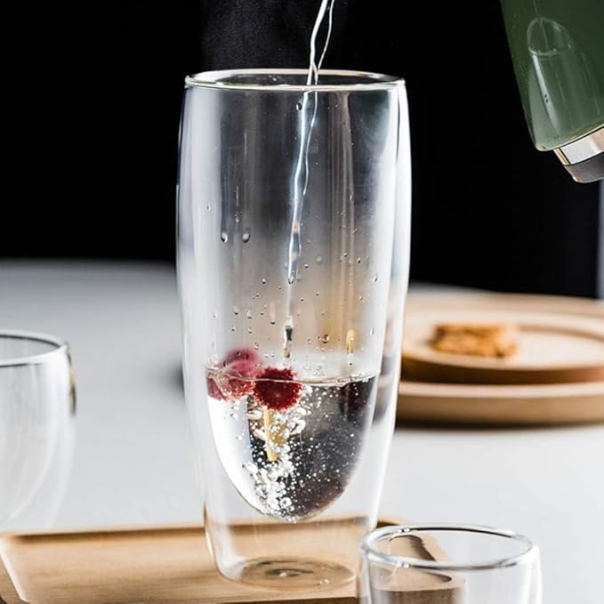 Asng Glass Coffee Mugs, Double Wall Insulated Thermal Cups Drinking Glasses For Tea/Coffee/Latte/Cappucino/Cafe/Milk (650ML/22oz-2PACK)