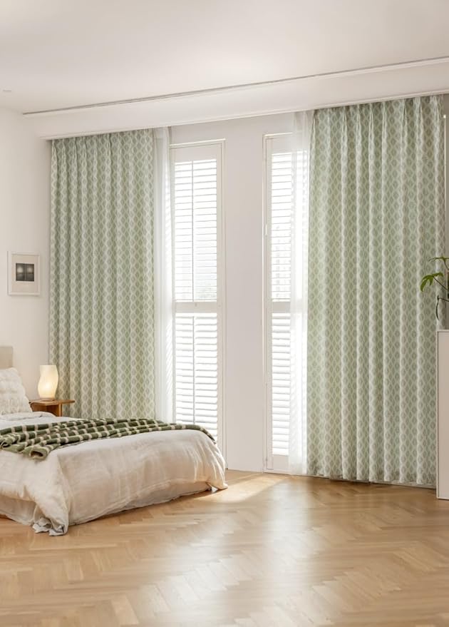 Linen Blend Pinch Pleated Curtains for Living Room, Bedroom, Dining Room - Light Filtering Curtains 2 Panels Set - Luxury and Modern Floral Printed Design - Pastel Grey, 30" W x 108" L
