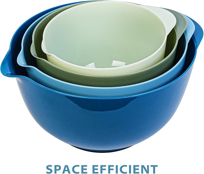 BoxedHome Classic Mixing Bowl Set, BPA Free Plastic, Microwave and Dishwasher Safe, 4.5 quarts (Sapphire)