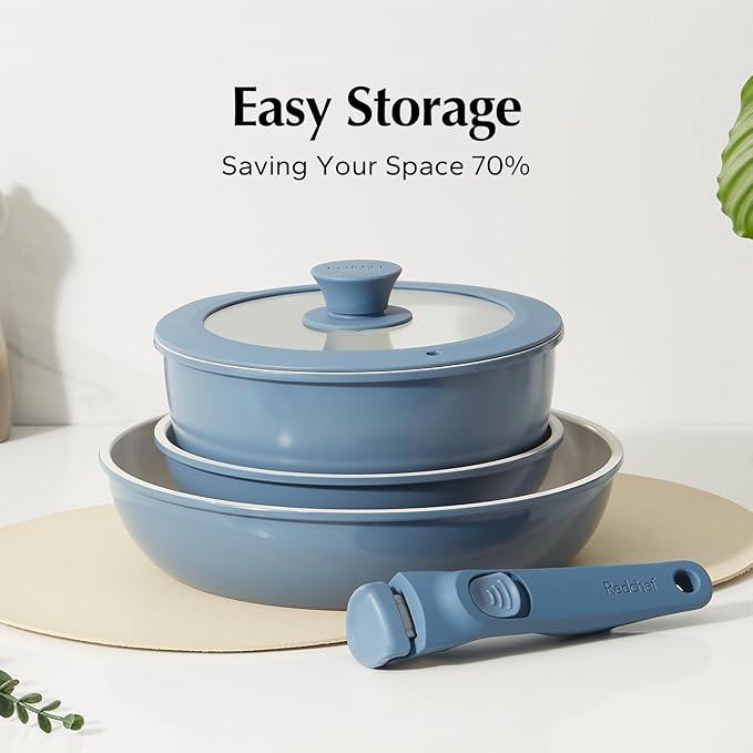 Redchef Removable Handle - Detachable Handle Cookware Replacement, Universal Cookware Handle, Ideal Replacement for All Cookware (Blue)