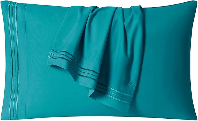 Clara Clark Bed Sheets, Premier 1800 Series 4 Piece Bed Sheet Set, Deep Pocket, Wrinkle, Fade, Stain Resistant, Luxury Soft Bedding Sheets & Pillowcases, Split King, Teal